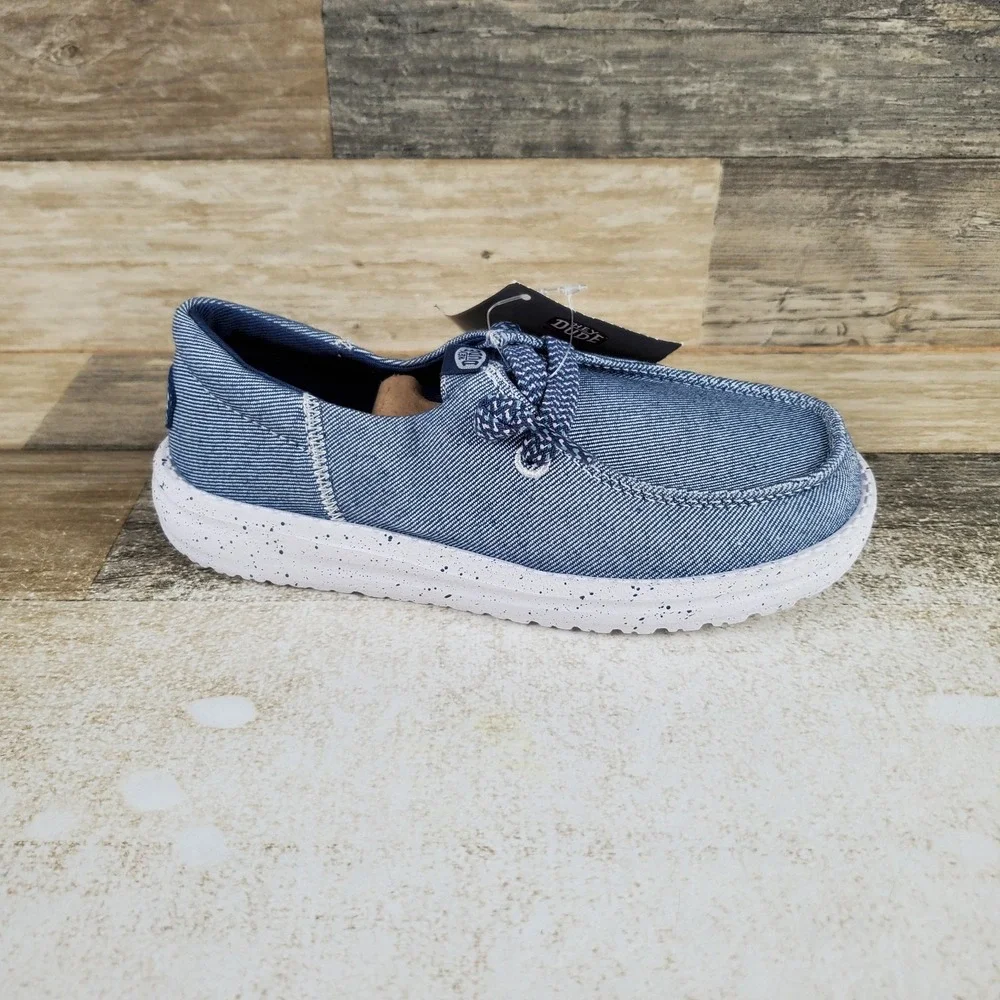 Hey Dude Wendy Funk Friendship Lace Kids Loafers Shoes Sz 13 C13 Navy Denim